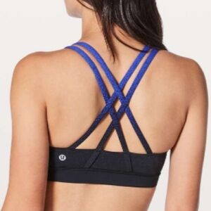 LULULEMON I Bra Energy Black Blazer Blue Ombre Speckle RARE Size 4